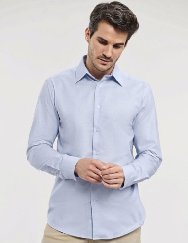 RUS-0R922M0-Men's Long Sleeve Tailored Oxford Shirt